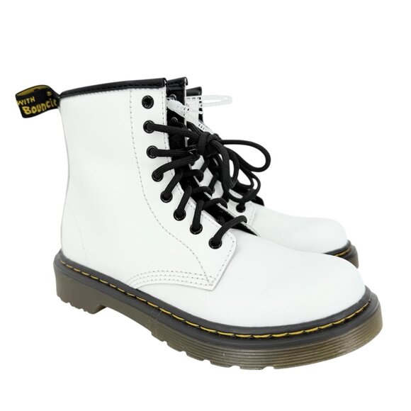 Dr. Martens Girls White Leather Boots Size 3 US With Zipper & Lace Closure NWOB - Picture 5 of 12